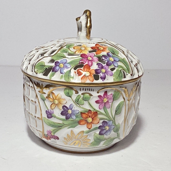 Schumann Lidded Bowl Dresden Flowers Trinket Box Vintage - Picture 11 of 14